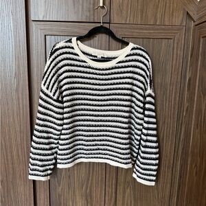 LOFT Black and White Striped Sweater